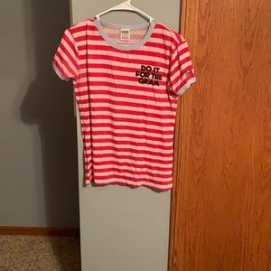 Victoria Secret Pink red and white striped shirt